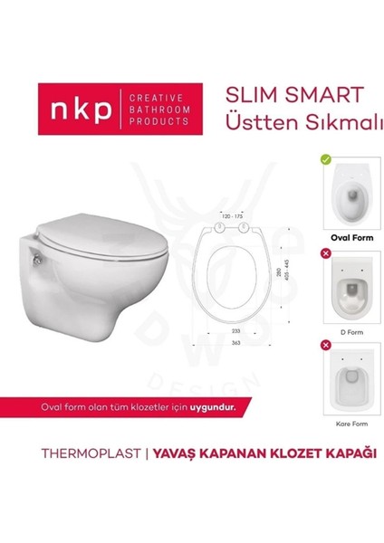 Slim Smart Yavaş Kapanan Klozet Kapağı Üstten Sıkmalı