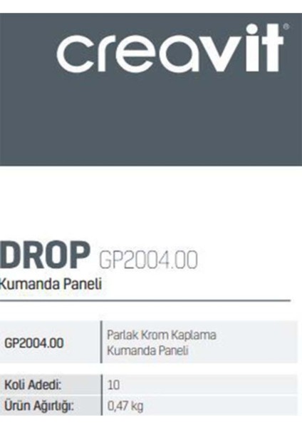 GP2004.00 Drop Parlak Krom Kaplama Kumanda Paneli