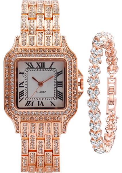 Fashionmalls Kadın Saat+Bilezik Seti - Rose Gold (Yurt Dışından)