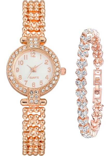 Fashionmalls Kadın Saat+Bilezik Seti - Rose Gold (Yurt Dışından)