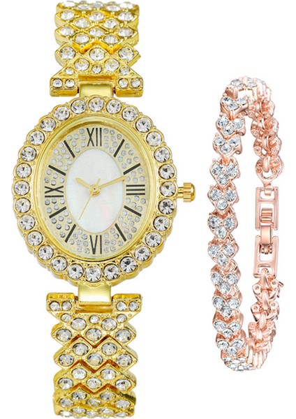 Fashionmalls Kadın Saat+Bilezik Seti - Gold (Yurt Dışından)