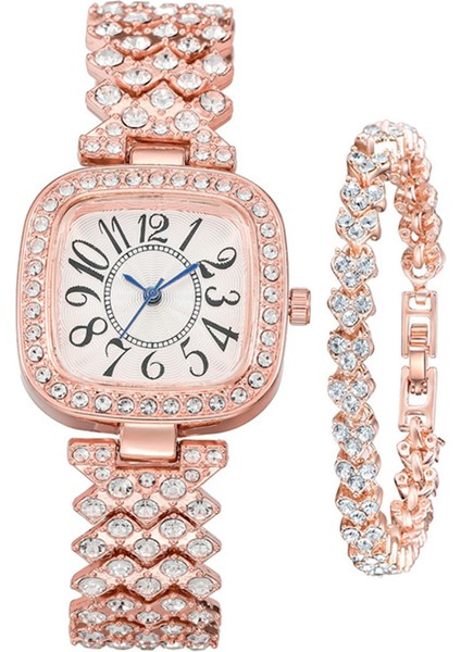 Fashionmalls Kadın Saat+Bilezik Seti - Rose Gold (Yurt Dışından)