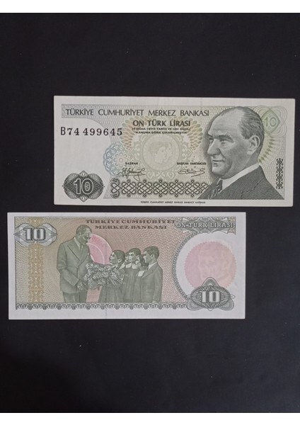 B Serisi 7.emisyon 10 Türk Lirası Eski Kağıt Para. Koleksiyon Para. Antika Para