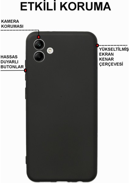 Caseworld Samsung Galaxy A04E ile Uyumlu Kapak Mat Siyah Yumuşak Silikon Kılıf