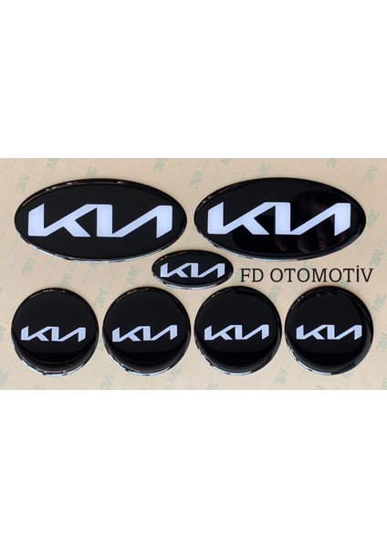 FD Otomotiv Kıa / Ceed , Rio , Cerato Özel Yeni Yazılı Kıa Logo Amblem Siyah / Beyaz