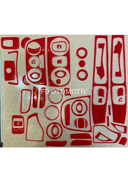 FD Otomotiv Fıat Fiorino Full Set Kırmızı Renk Torpido Konsol Kaplama