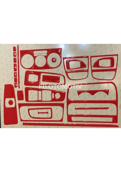 FD Otomotiv Fıat Linea Kırmızı Özel Renk Set Torpido Konsol Kaplama