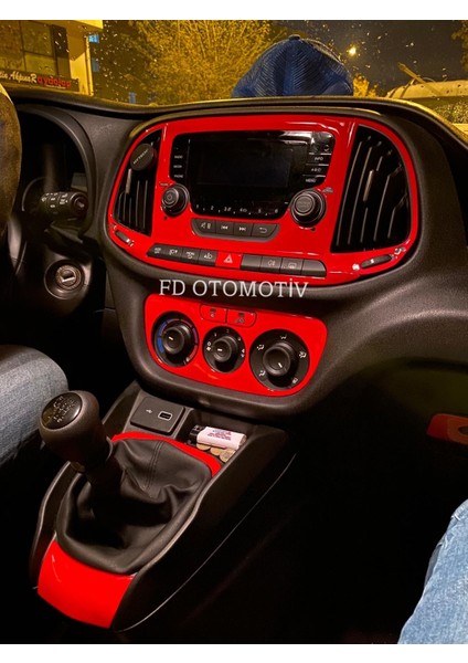 FD Otomotiv Fıat Doblo D4 Kırmızı Renk Full Set Konsol Maun Kaplama