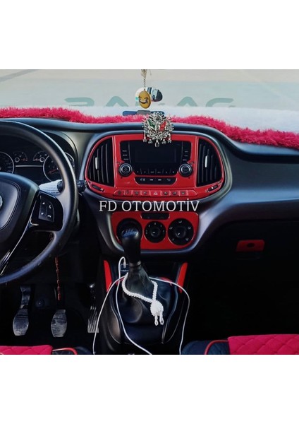FD Otomotiv Fıat Doblo D4 Kırmızı Renk Full Set Konsol Maun Kaplama