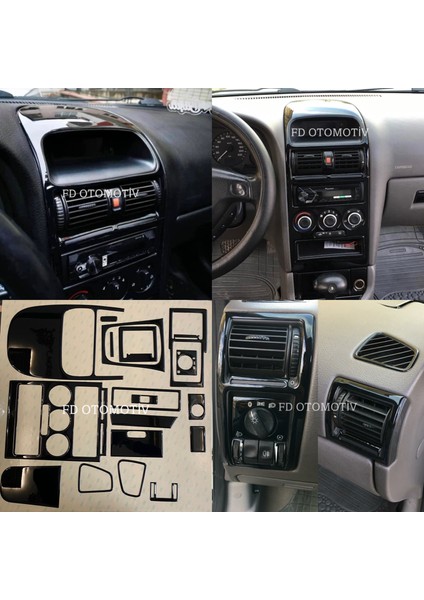 FD Otomotiv Opel Astra G 18 Parça Parlak Siyah Torpido Konsol Kaplama