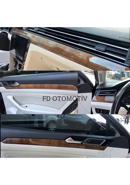 FD Otomotiv Volkswagen Passat B8 Fındık Ağacı + Parlak Siyah Full Özel Set Torpido Konsol Maun Kaplama