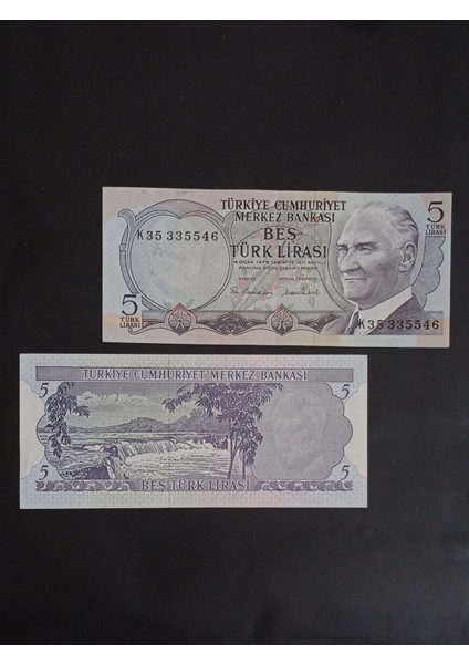 K Serisi 6. Emisyon 5 Türk Lirası Eski Kağıt Para. Koleksiyon Para. Antika Para.