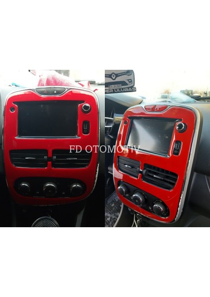FD Otomotiv Renault Clio 4 / Kırmızı Renk Full Set / Torpido Konsol Kaplama