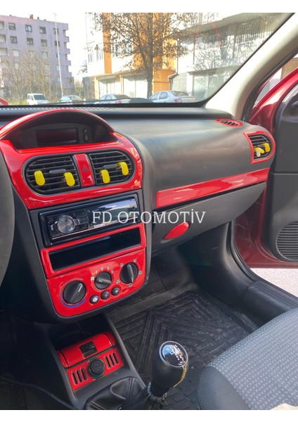 FD Otomotiv Opel Corsa C Combo Full Set Kırmızı Özel Renk Konsol Torpido Kaplama