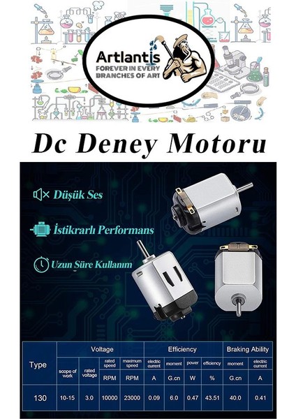 Deney Motoru 3 Volt 10 Adet 3V - 6 V Dc Yüksek Devir Dinamo Motoru Okul Hobi Mini Motor 2 Adet Pille Çalışır