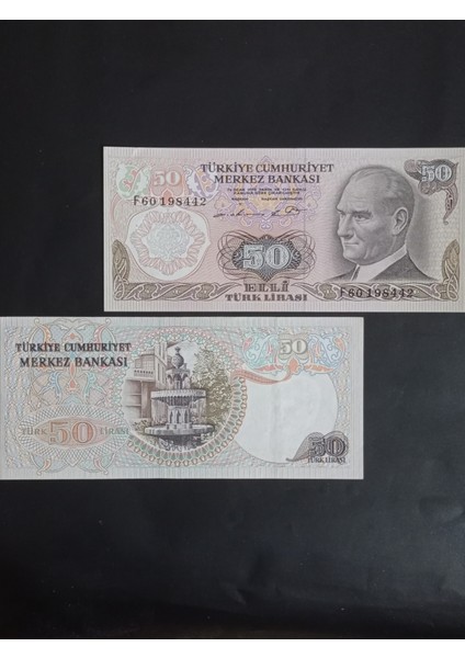 F Serisi 6. Emisyon 50 Türk Lirası Eski Kağıt Para. Koleksiyon Para. Antika Para.