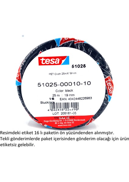 25 Metre 19 mm Tüysüz Bez Bant Tesa