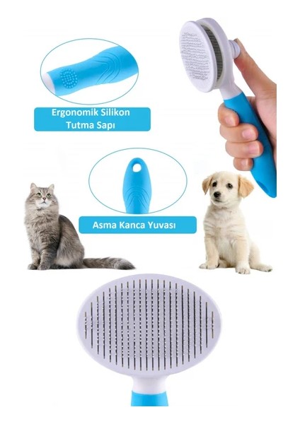 Basmalı Kedi Köpek Evcil Hayvan Temizleme Masaj Aleti Kedi Fırça ve Tarağı Kıl Tüy Toplama