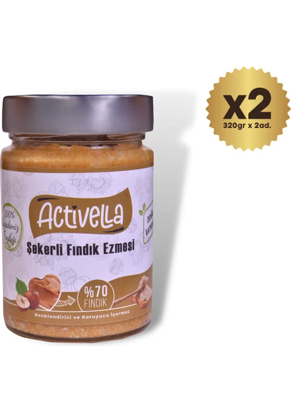 Şekerli Fındık Ezmesi 320 gr %70 Fındıklı x 2 Adet