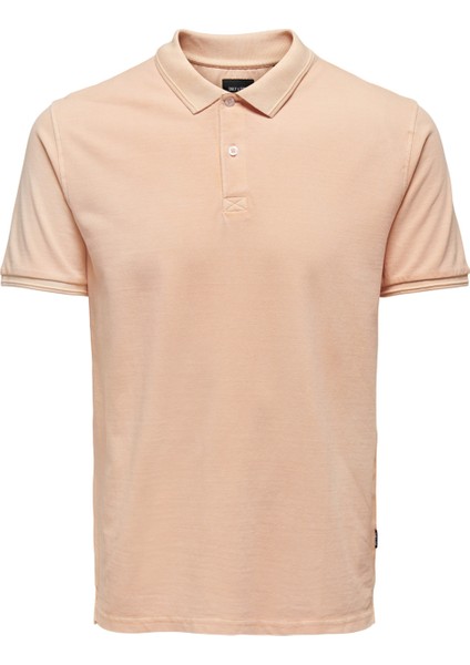 Düz Pembe Erkek Polo T-Shirt 22021769_ONSTRAVIS Slım Washed Ss P