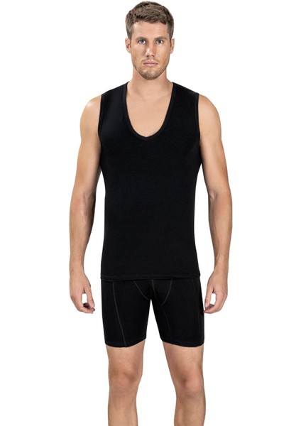 Erkek Derin V Yaka Sıfır Kol Likralı Fanila Atlet 117 - 9 Adet