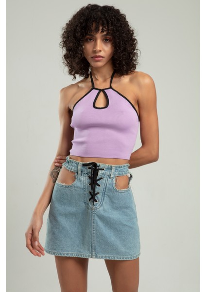 Kadın Boyundan Askılı Spor Triko Crop Top Badi fiyatları