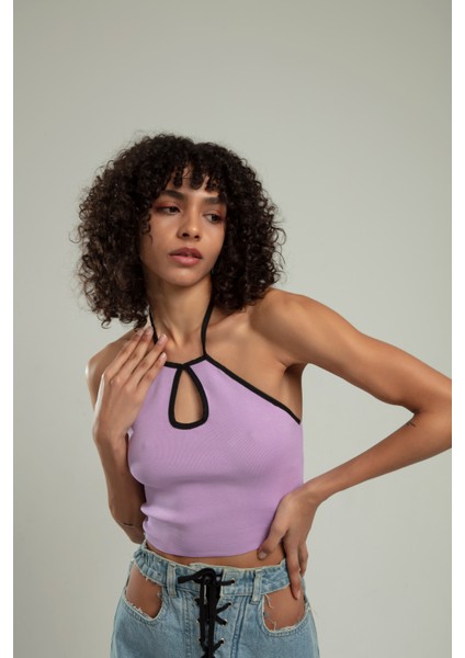 Kadın Boyundan Askılı Spor Triko Crop Top Badi modelleri