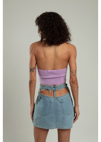 Kadın Boyundan Askılı Spor Triko Crop Top Badi indirimleri