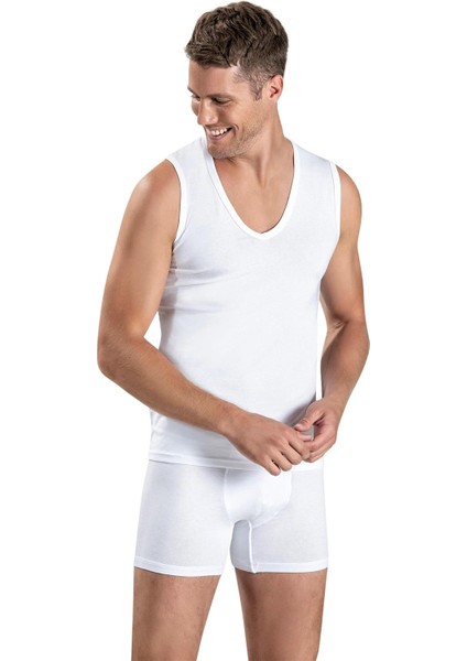 Erkek Derin V Yaka Sıfır Kol Likralı Fanila Atlet 117 - 12 Adet