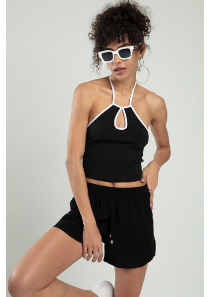 Kadın Boyundan Askılı Spor Triko Crop Top Badi fiyatları