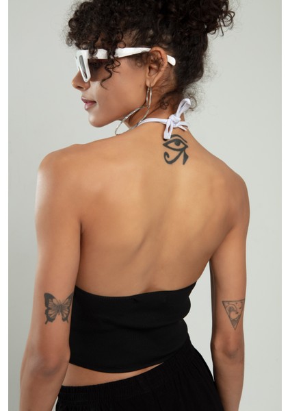 Kadın Boyundan Askılı Spor Triko Crop Top Badi modelleri