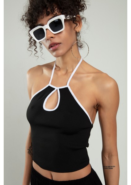 Kadın Boyundan Askılı Spor Triko Crop Top Badi indirimleri