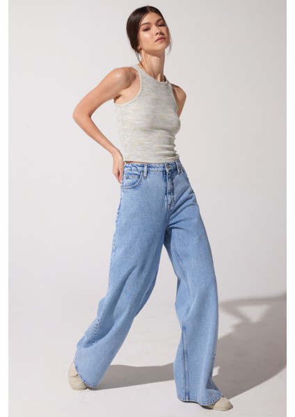 Drew Fit Çok Yüksek Bel Geniş Paça %100 Pamuk Jean Kot Pantolon modelleri