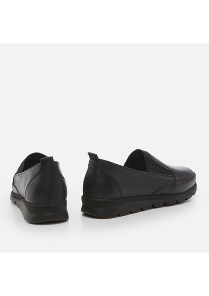 01AYH262850A100 Hakiki Deri Siyah Kadın Loafer modelleri