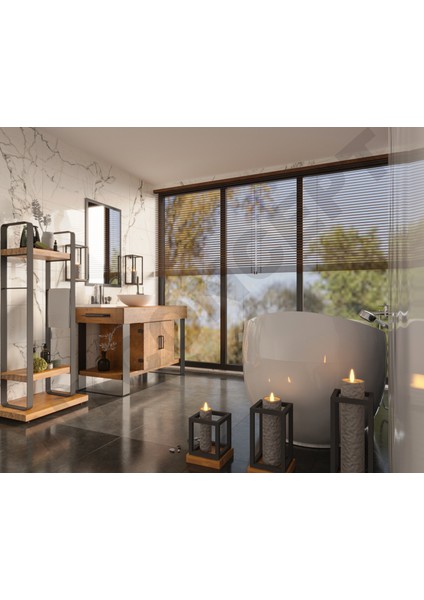 Arwen Ayna Çerçeveli Masif Ahşap Lavabo Dolabı HILTON(110CM) fiyatları