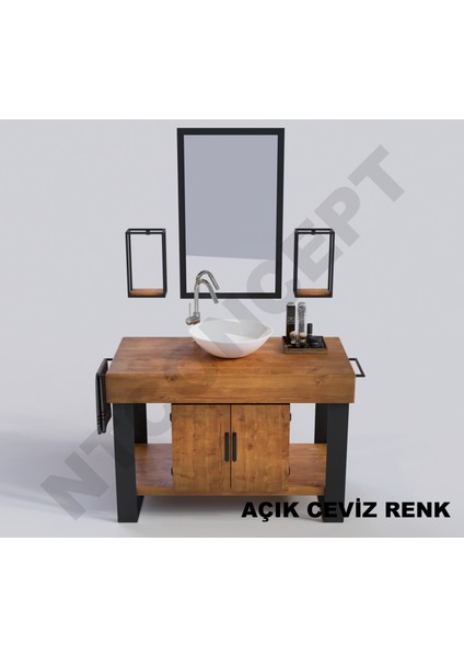 Arwen Ayna Çerçeveli Masif Ahşap Lavabo Dolabı HILTON(110CM) modelleri