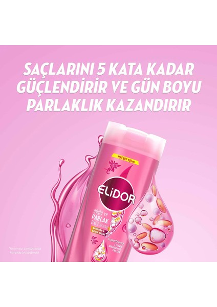 Superblend 2'si 1 Arada Şampuan ve Saç Bakım Kremi Güçlü ve Parlak E Vitamini Makademya Yağı  400 ml