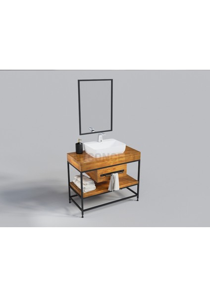 Liv Ayna Çerçeveli Masif Ahşap Lavabo Dolabı HILTON(90CM) modelleri