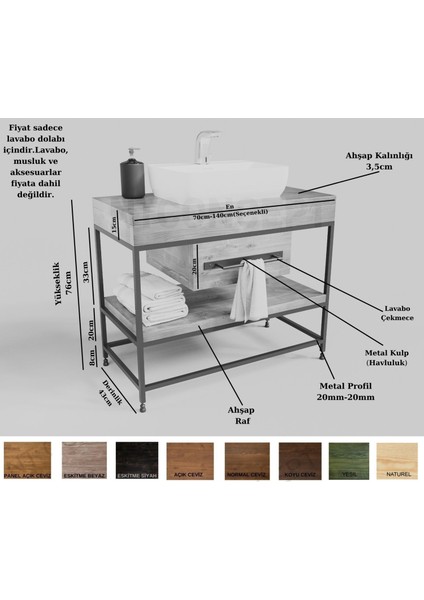Lia Masif Ahşap Lavabo Dolabı HILTON(90CM) fiyatları