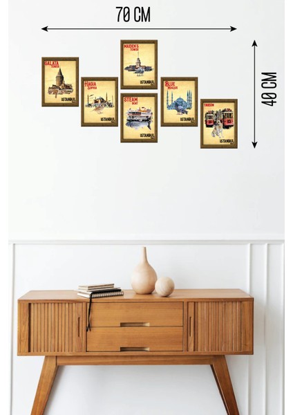 Istanbul Serisi 13,5 x 18 cm Çerçeve Görünümlü 5'li Ahşap Özel Ta