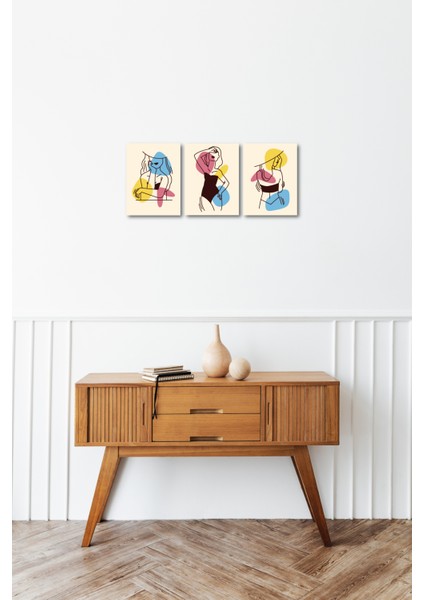 Minimalist Women Design 13,5X18 cm 3'lü Ahşap Tablo Seti fırsatları