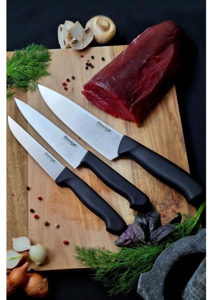 Cut 4 Chef's Kitchen Şef ve Sebze Bıçak Seti 17,5 cm 15 cm ve 12,5 cm ST-400.001 - ST-400.002 - ST-400.003 fiyatları