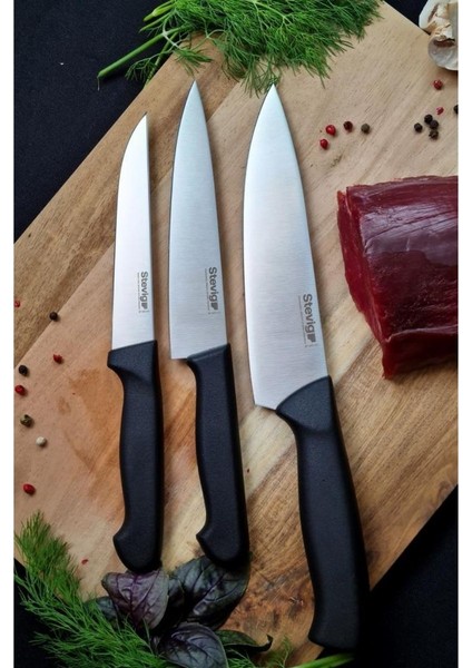 Cut 4 Chef's Kitchen Şef ve Sebze Bıçak Seti 17,5 cm 15 cm ve 12,5 cm ST-400.001 - ST-400.002 - ST-400.003 modelleri