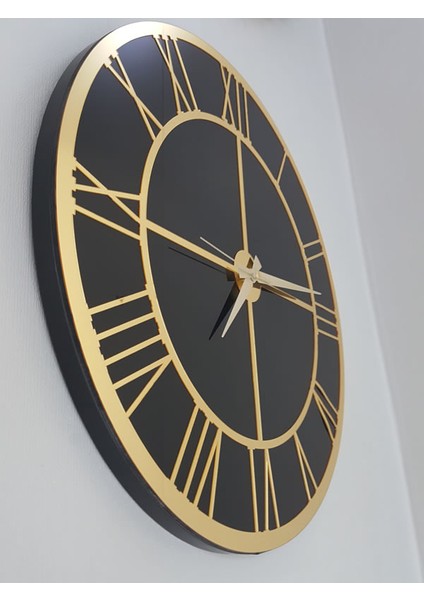 Gold Black Model Altın Siyah Renk 50 Cm Dekoratif Aynalı Duvar Saati fiyatları
