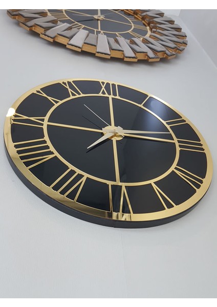 Gold Black Model Altın Siyah Renk 50 Cm Dekoratif Aynalı Duvar Saati fırsatları