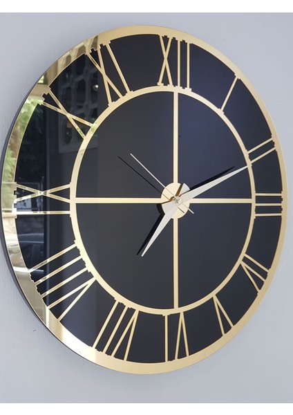 Gold Black Model Altın Siyah Renk 50 Cm Dekoratif Aynalı Duvar Saati indirimleri
