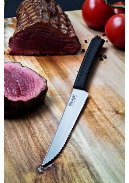 2'li Slim Steak Biftek Bıçağı Siyah 12 cm ST-400.007