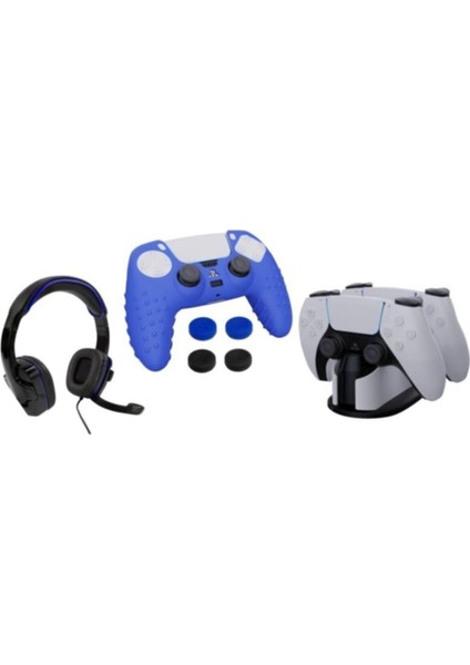 Ps5 Aksesuar Paketi Kulaklık + Şarj Istasyonu + Kılıf ve Analog Koruyucu