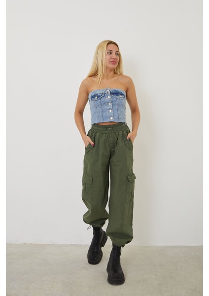 Kargo Cep Paraşüt Pantolon-Haki