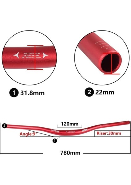 Wake Alüminyum Siyah 31.8 780MM Riser Mtb Gidon Bisiklet Gidon